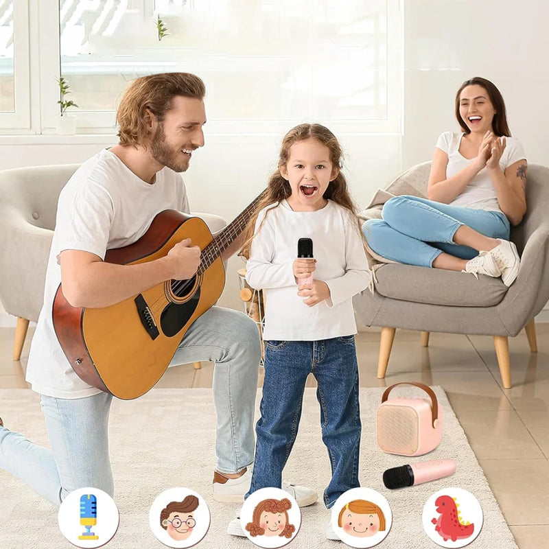 SingStar – Mini Karaoke Machine – With Wireless Microphones – Kids 3–12 Years – Portable – White/Blue/Pink