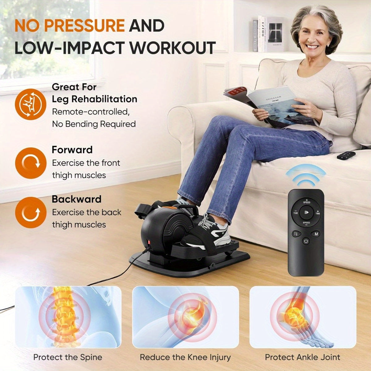 3-in-1 Electric Elliptical Trainer – Quiet Home Fitness – 10 Speed Levels – Stepper & Leg Workout – No Assembly Required