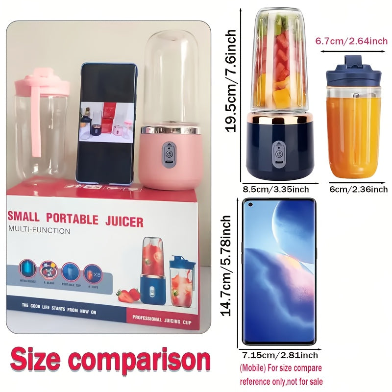Portable Rechargeable Blender - Food-Safe PP Cup - 6 Blades - Compact Design