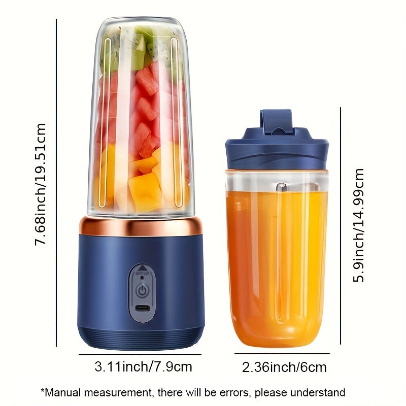 Portable Rechargeable Blender - Food-Safe PP Cup - 6 Blades - Compact Design