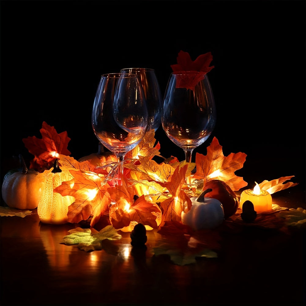 LED Maple Leaf Fairy Lights – Autumn Decoration – Battery Powered – Indoor Seasonal String Lights