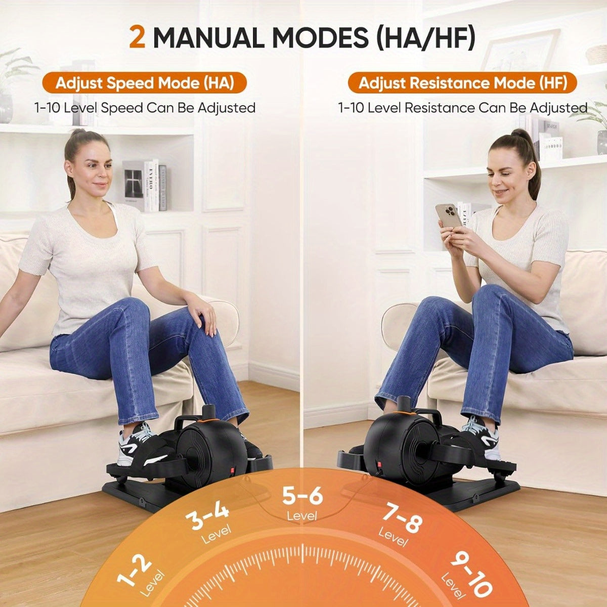 3-in-1 Electric Elliptical Trainer – Quiet Home Fitness – 10 Speed Levels – Stepper & Leg Workout – No Assembly Required