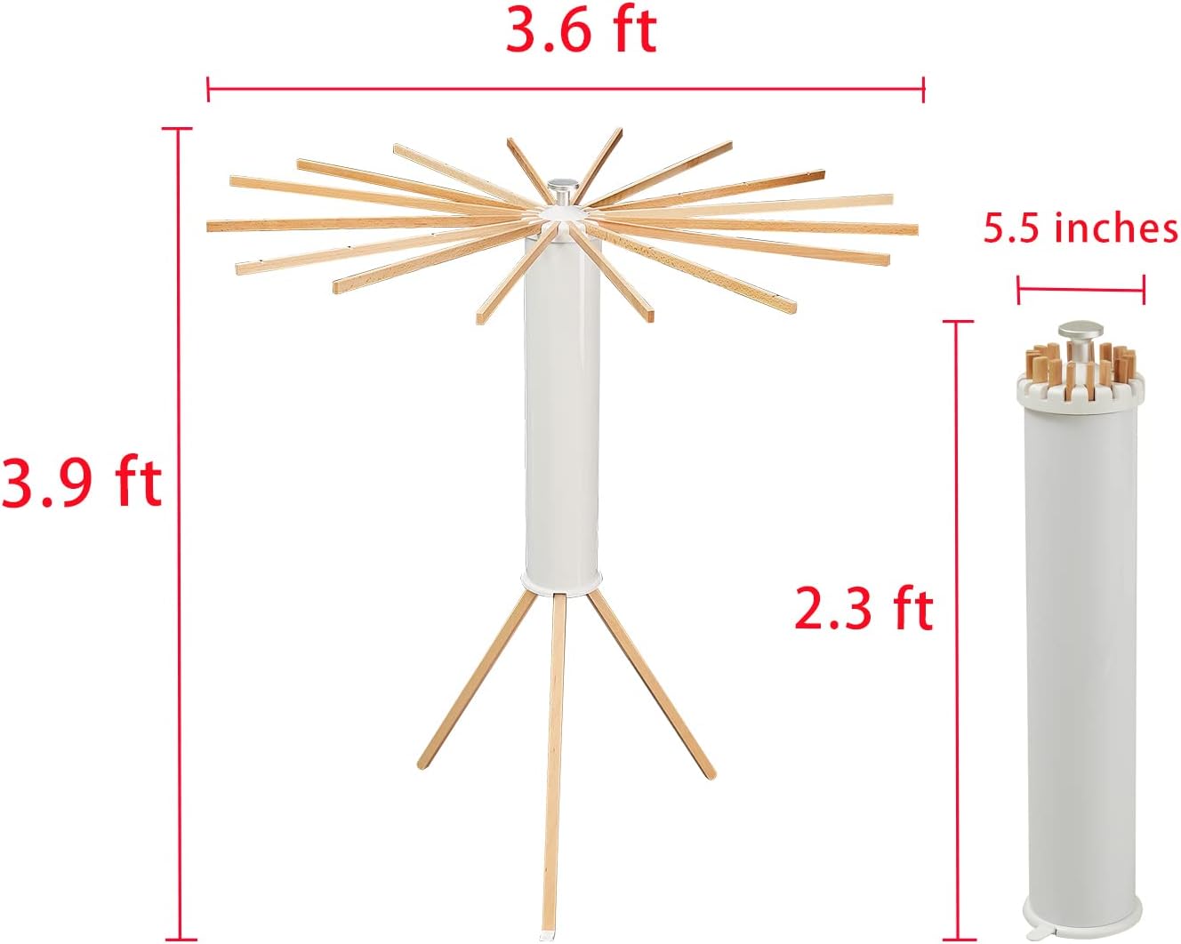 Foldable Tripod Clothes Drying Rack – Portable Wooden Airer – Space-Saving Laundry Stand (16 Rods)