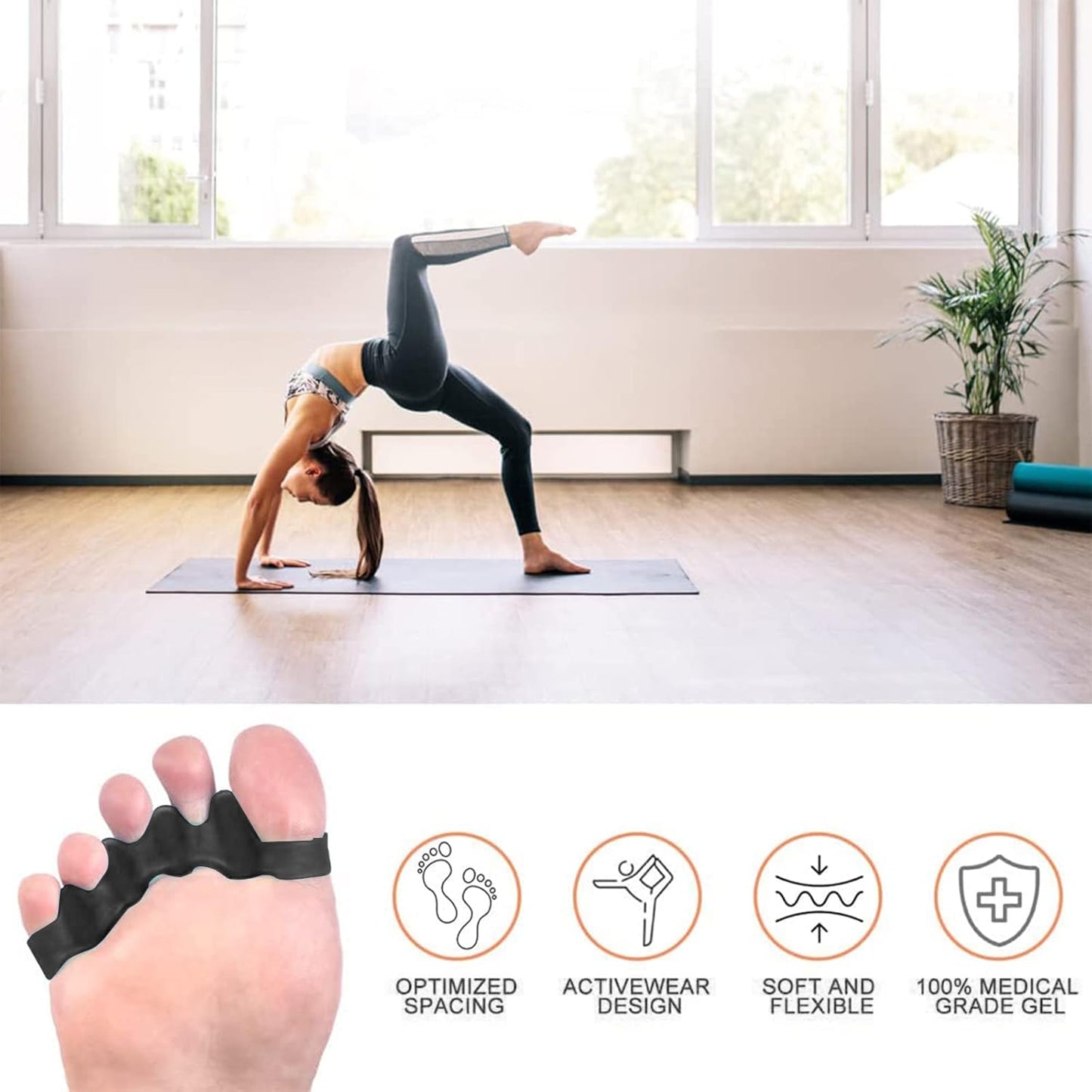 Premium Toe Separators – Gel Toe Spacers – Bunion Corrector – Hammer Toe Straightener – Toe Stretcher – Unisex