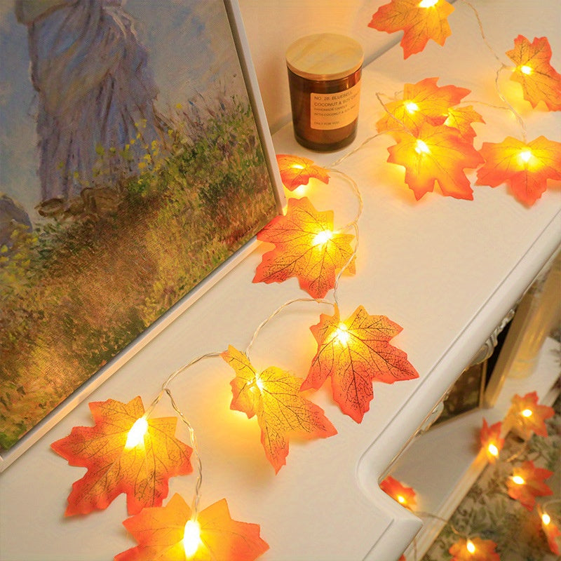LED Maple Leaf Fairy Lights – Autumn Decoration – Battery Powered – Indoor Seasonal String Lights