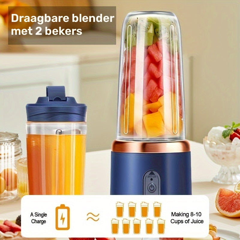 Portable USB Rechargeable Juicer Cup – 6 Blades - 21000 RPM - BPA-Free - 1800mAh