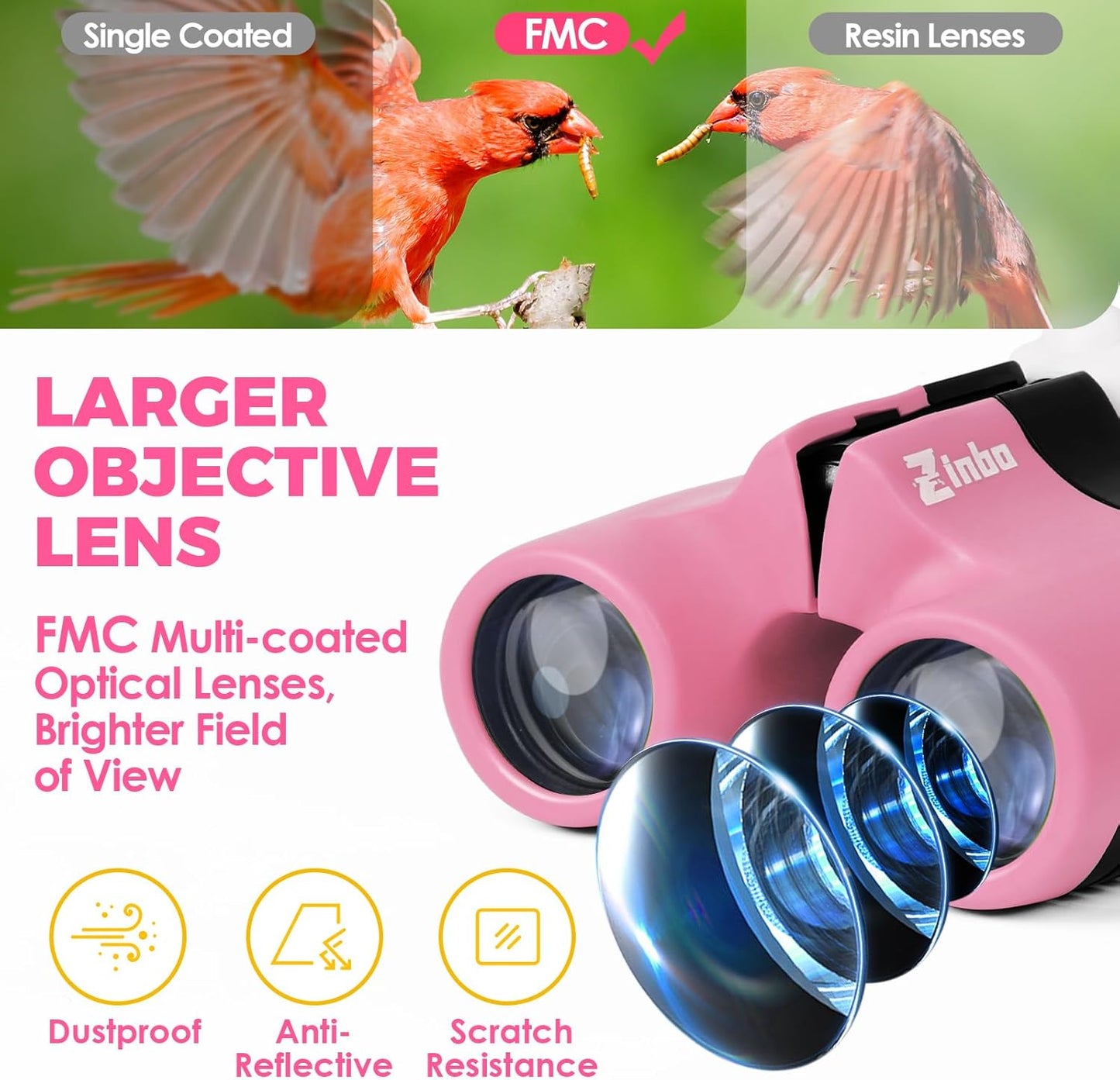 Binoculars For Kids – 8x21 High-Resolution Optics – With Magnifying Glass & Whistle Compass – Outdoor Exploration Set – Ages 3–12