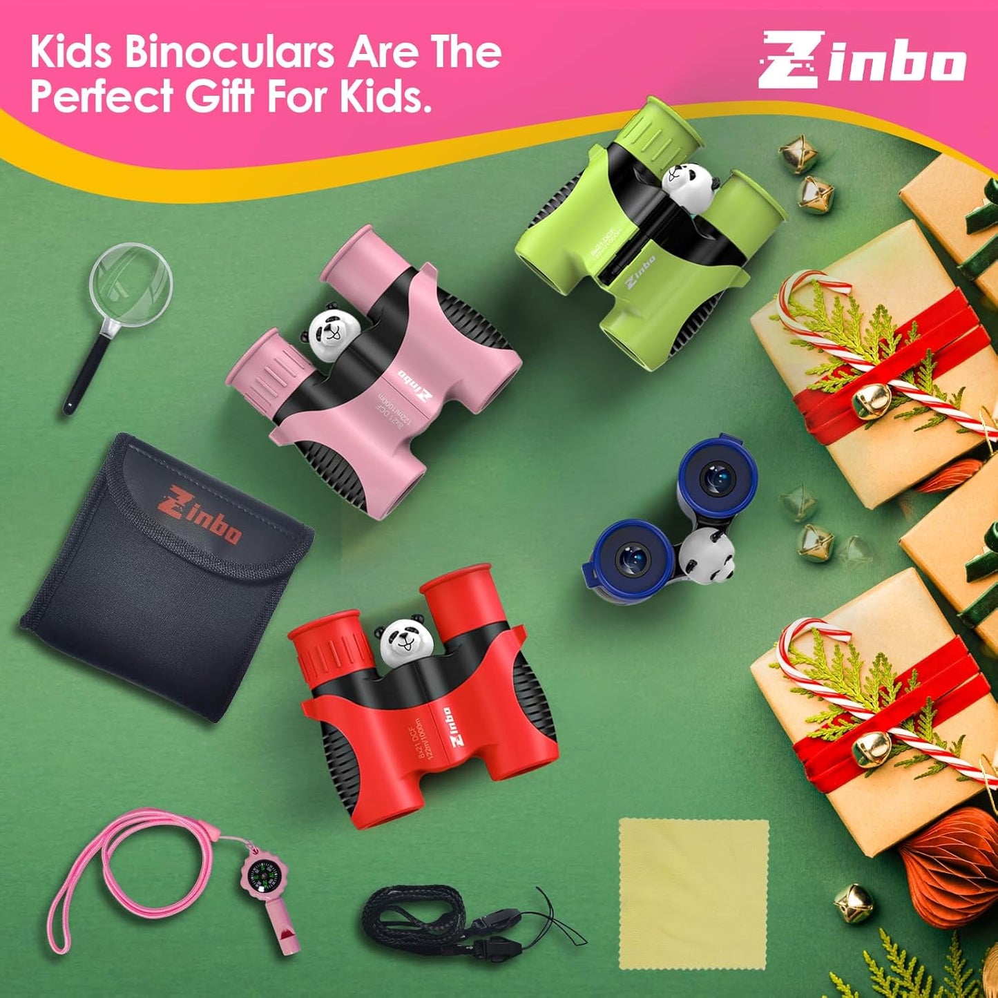 Binoculars For Kids – 8x21 High-Resolution Optics – With Magnifying Glass & Whistle Compass – Outdoor Exploration Set – Ages 3–12