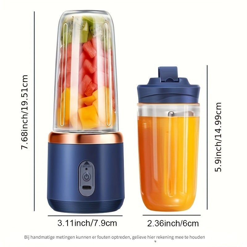 Portable USB Rechargeable Juicer Cup – 6 Blades - 21000 RPM - BPA-Free - 1800mAh