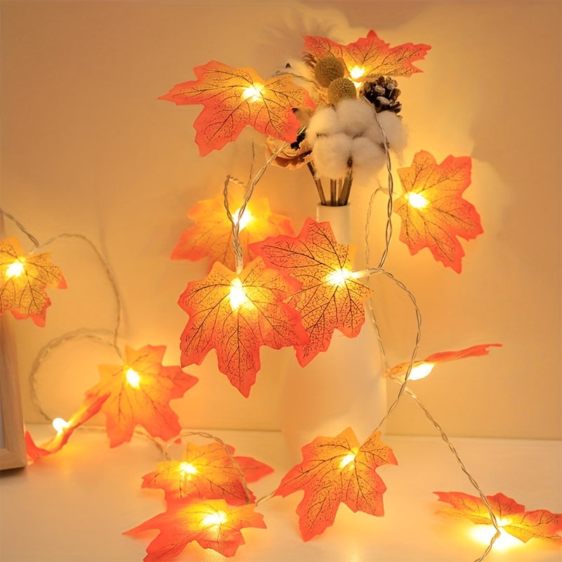 LED Maple Leaf Fairy Lights – Autumn Decoration – Battery Powered – Indoor Seasonal String Lights