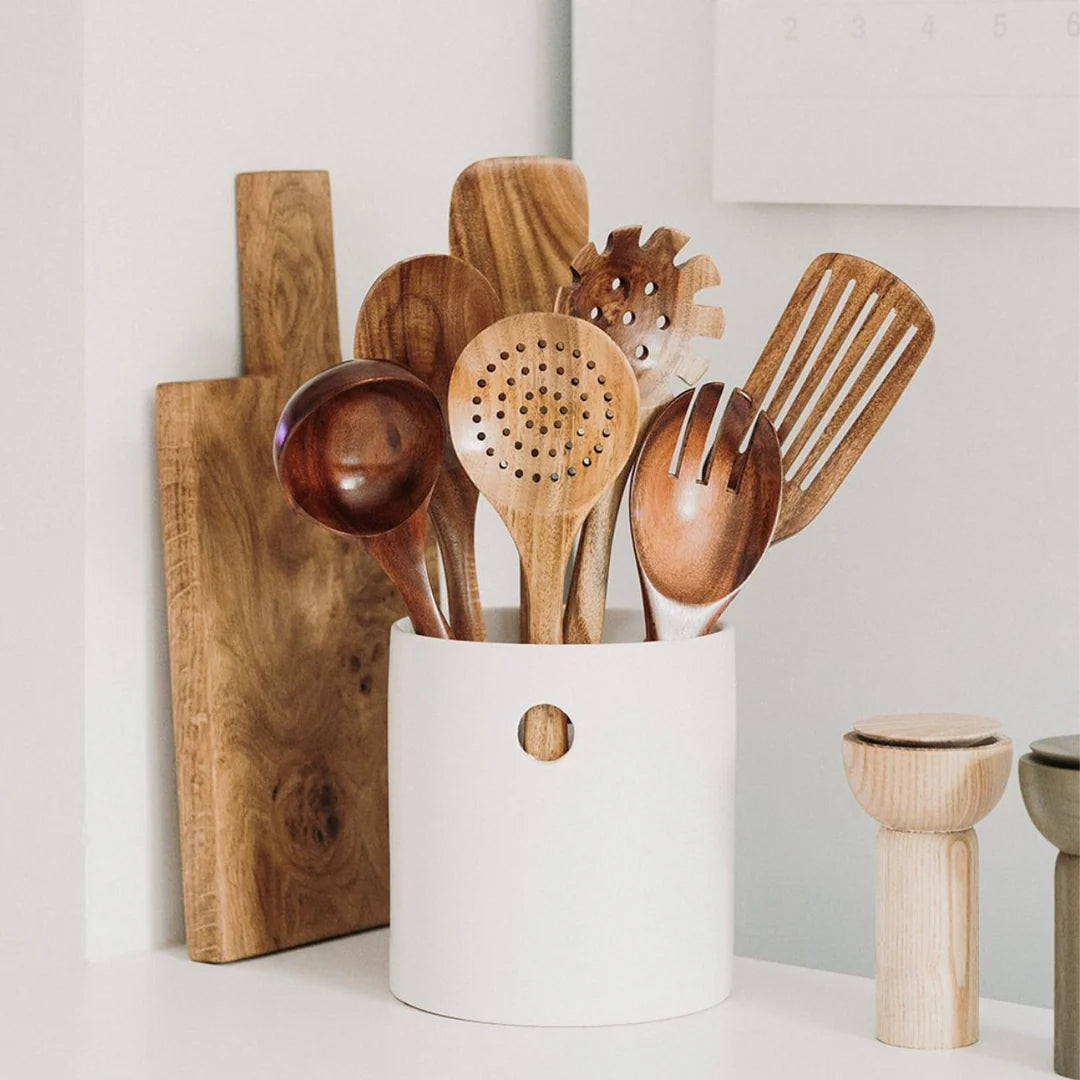 7 Wooden Kitchen Utensil Set - Heat Resistant - Eco Friendly