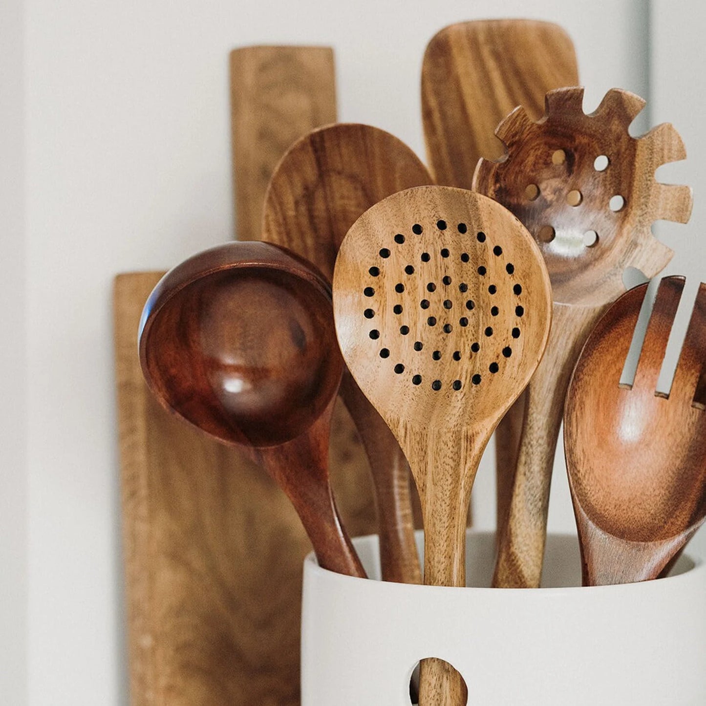 7 Wooden Kitchen Utensil Set - Heat Resistant - Eco Friendly