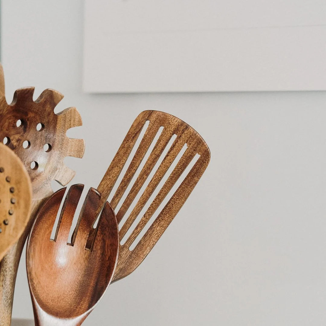 7 Wooden Kitchen Utensil Set - Heat Resistant - Eco Friendly