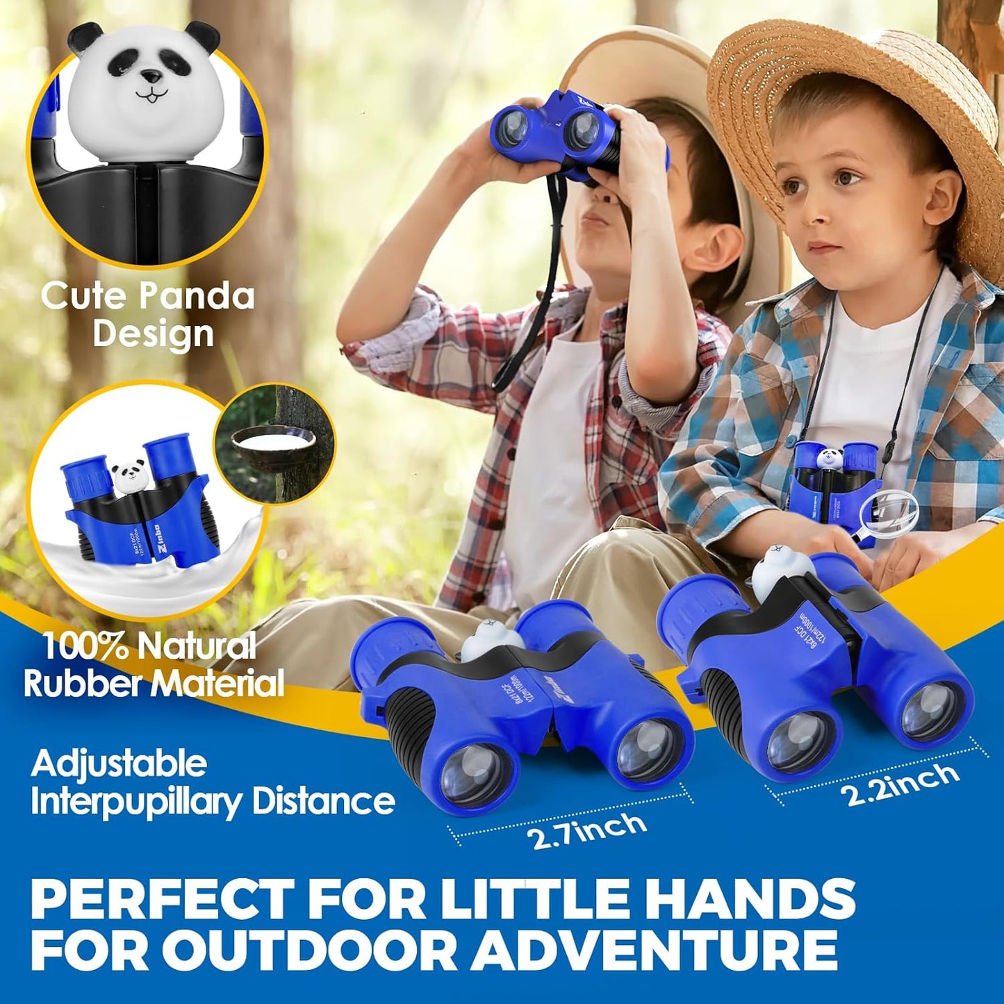 Binoculars For Kids – 8x21 High-Resolution Optics – With Magnifying Glass & Whistle Compass – Outdoor Exploration Set – Ages 3–12