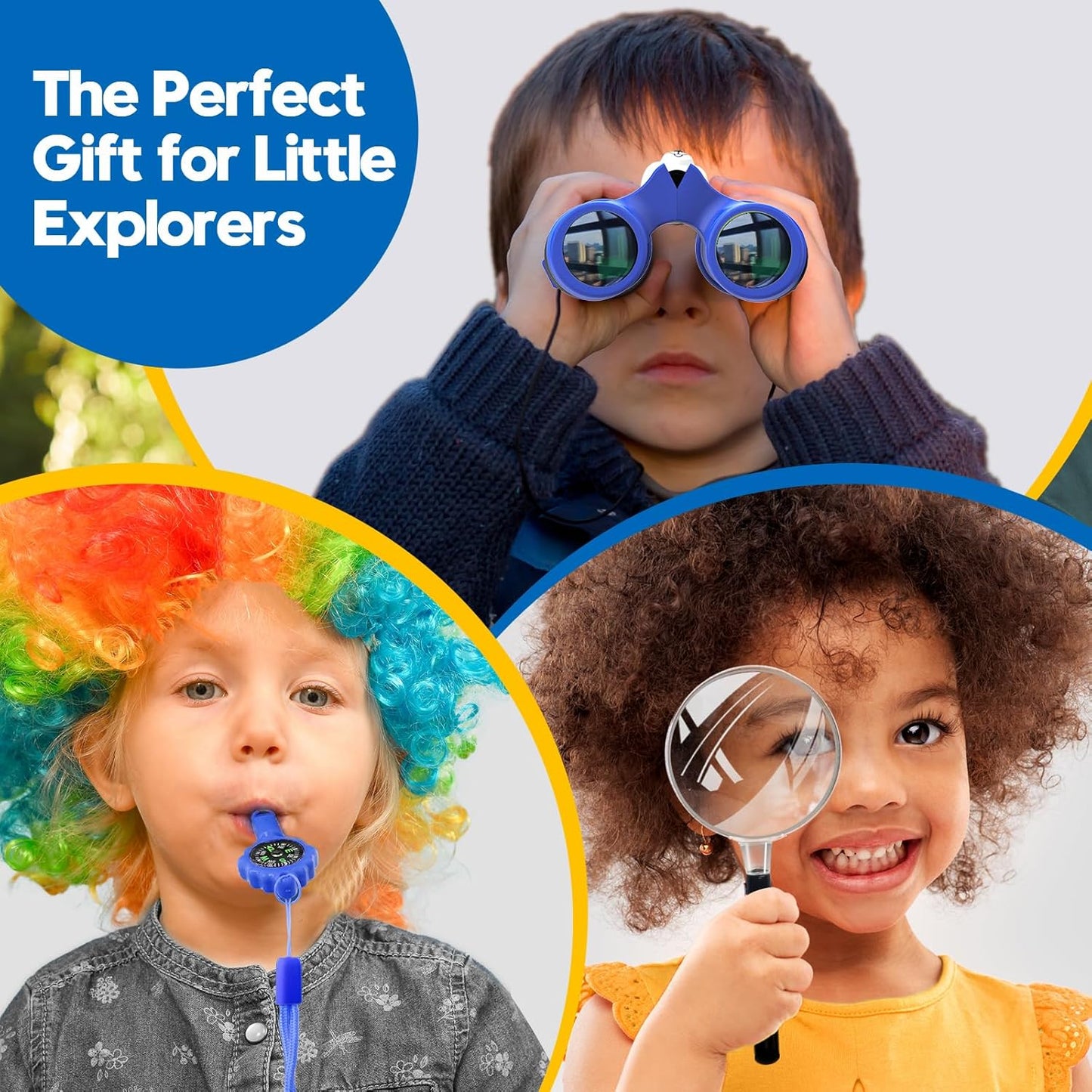 Binoculars For Kids – 8x21 High-Resolution Optics – With Magnifying Glass & Whistle Compass – Outdoor Exploration Set – Ages 3–12