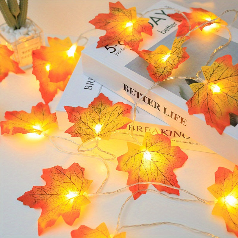 LED Maple Leaf Fairy Lights – Autumn Decoration – Battery Powered – Indoor Seasonal String Lights