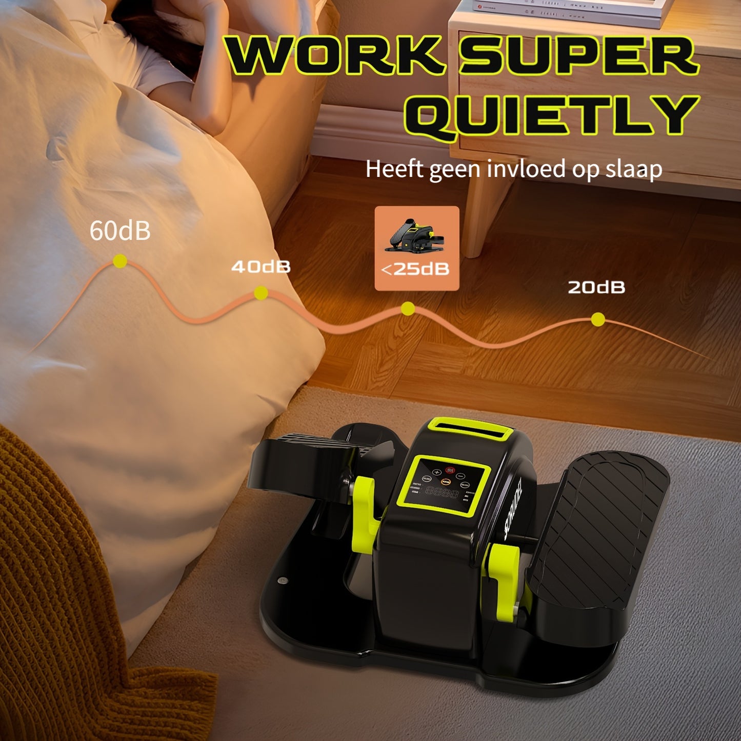 Under-Desk Elliptical Trainer – Electric Pedal Exerciser – 12 Speeds – For Seniors – With Resistance Bands – Black