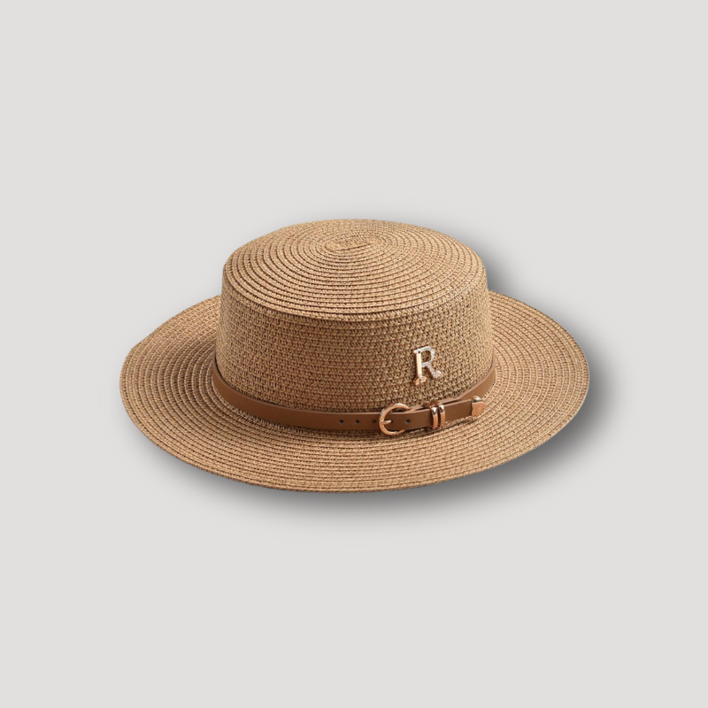 Letter 'R' with Rhinestones Brown Belt Straw Hats Australia
