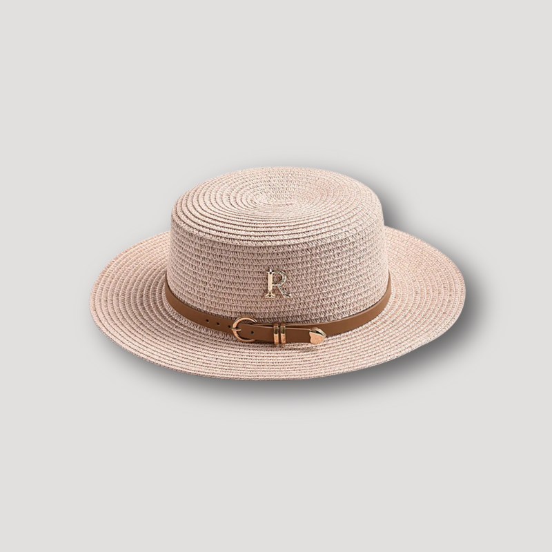 Letter 'R' with Rhinestones Brown Belt Straw Hats Australia