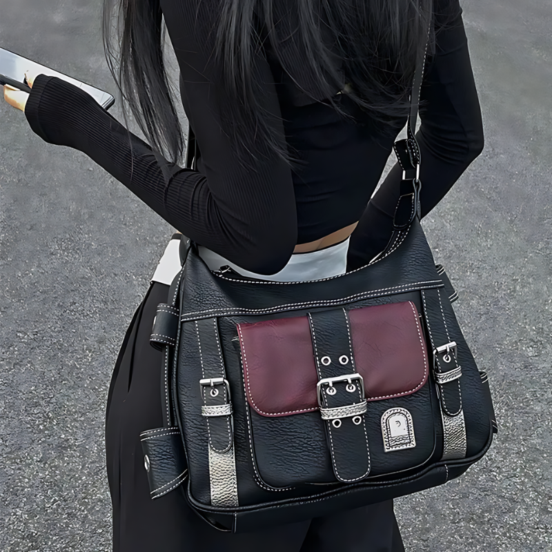 "Black & Red" Vintage Shoulder Bag | Streetwear Y2K Bag