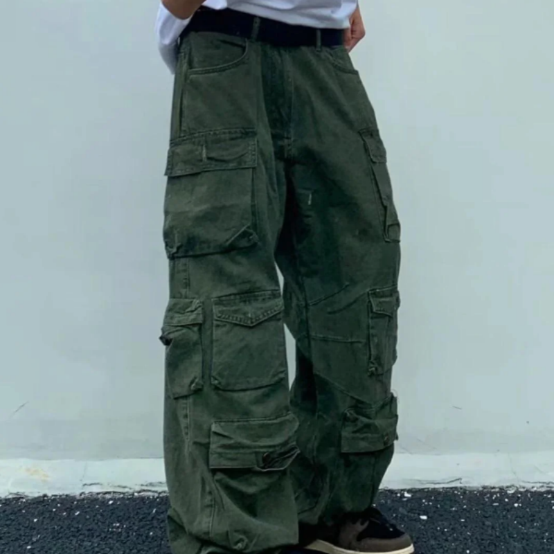 Casual Multi Pocket Straight Cargo Baggy Pants