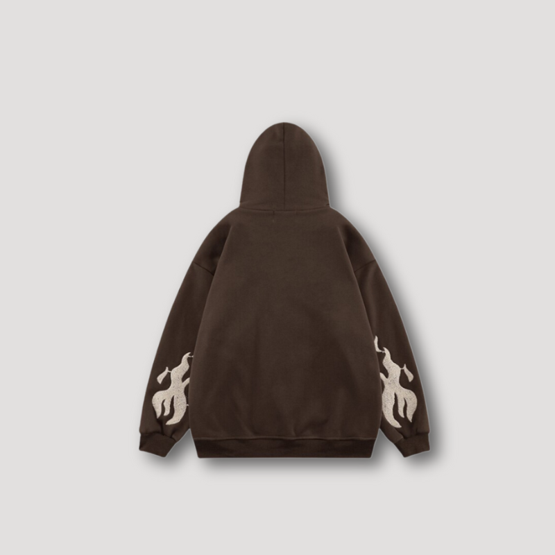 Cross Embroidery Patches Zip Up Hoodie