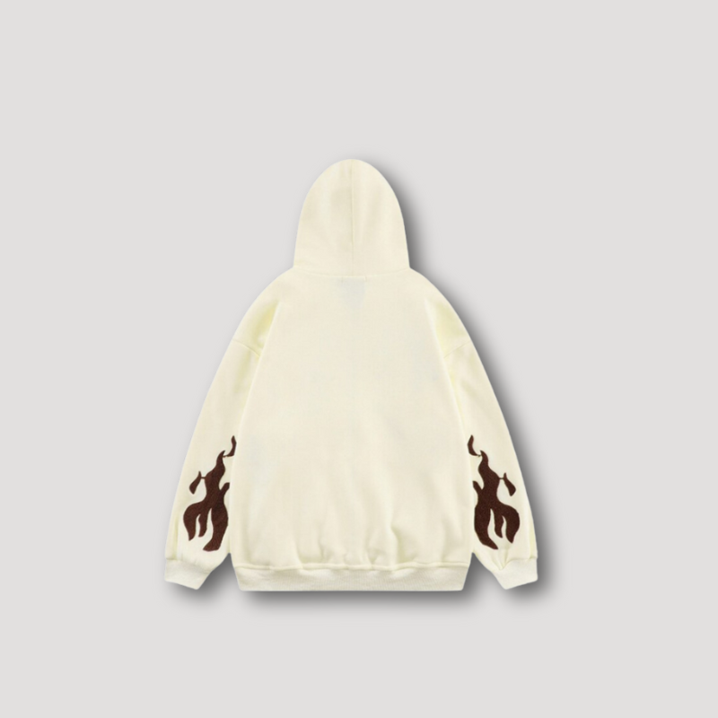 Cross Embroidery Patches Zip Up Hoodie