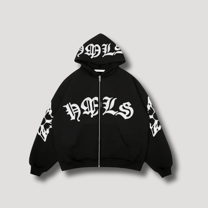 'HELS' Graffiti Letters Zip UP Hoodie