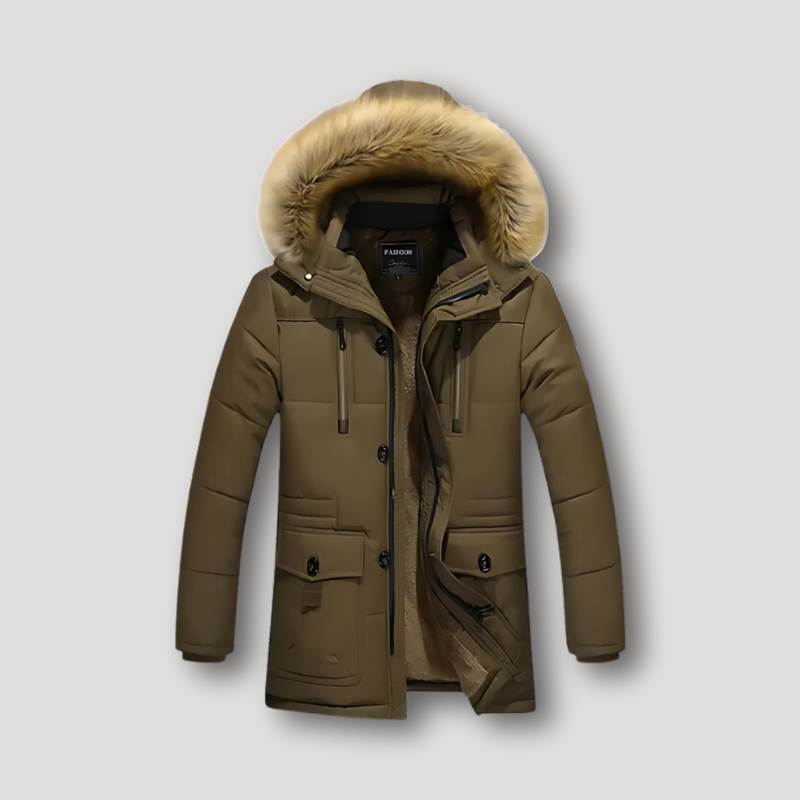 Fur-Lined Hood Waterproof Winter Parka Jacket
