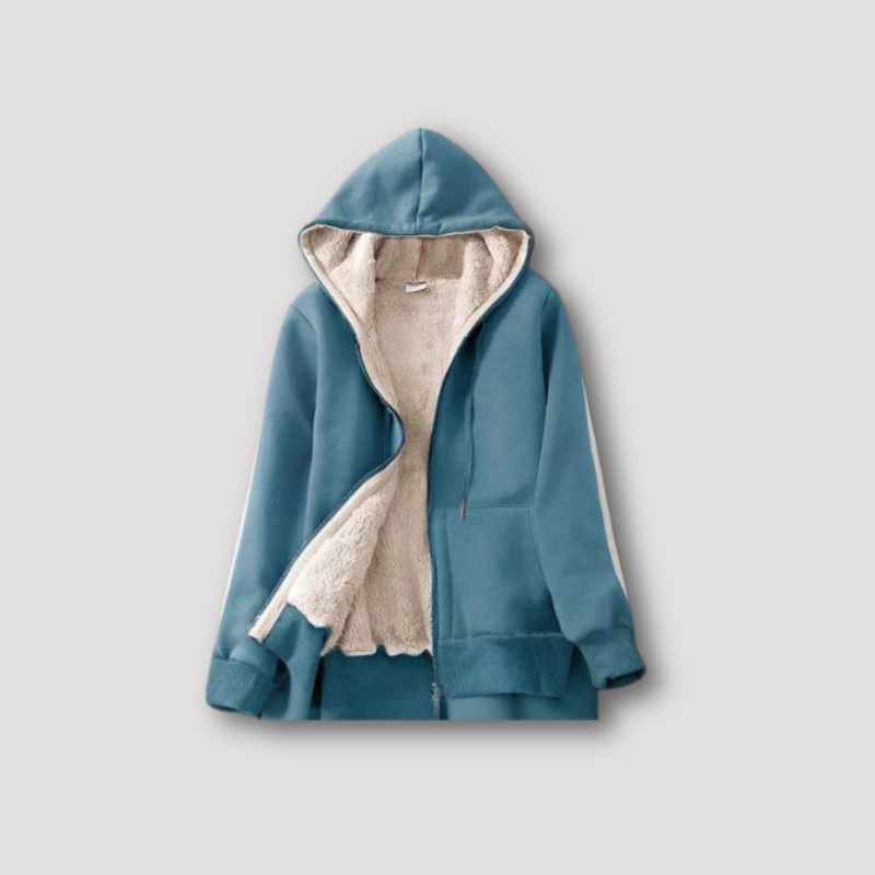 Sherpa-Lined Fleece Jacket With Hoodie for Women