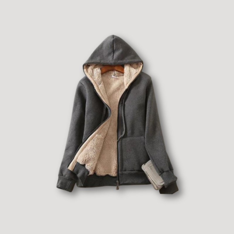 Sherpa-Lined Fleece Jacket With Hoodie for Women