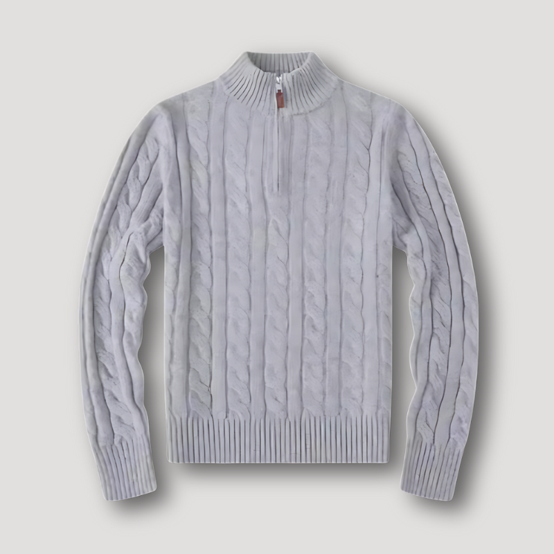 Quarter Zip Cable Cashmere Sweater for Men