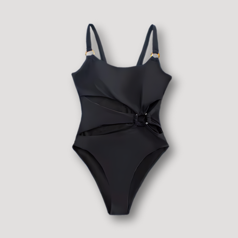 Ring Link Solid Color Cut Out One Piece Swimwear Australia