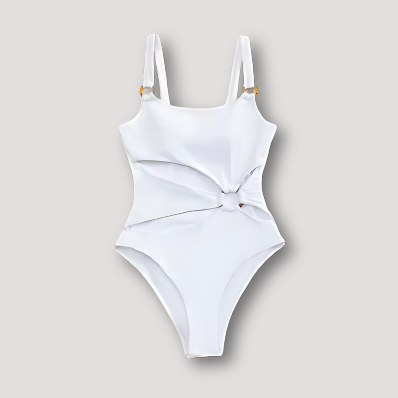 Ring Link Solid Color Cut Out One Piece Swimwear Australia