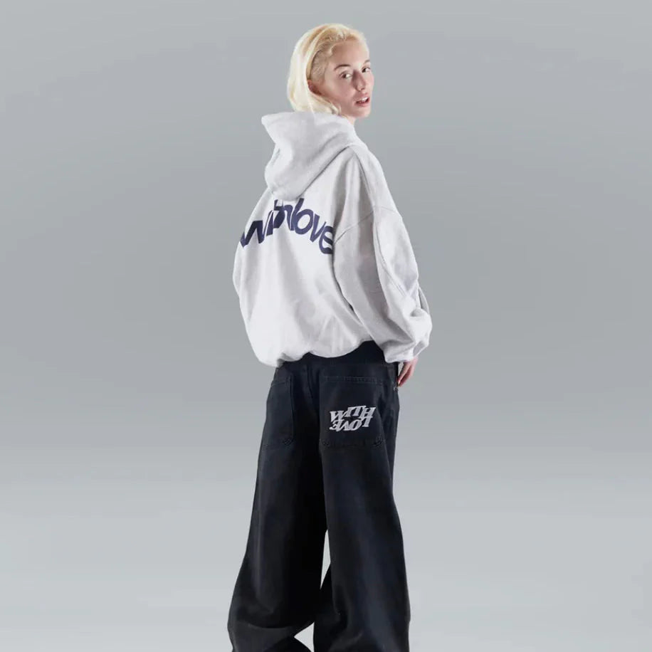 Oversized 'With Love' Hoodie Sweater - Soft Cotton - Streetwear Fashion