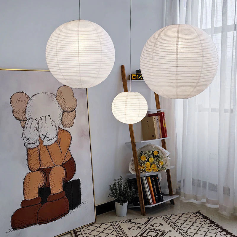 Paper Rice Style Pendant Lamp - Modern Display - Vintage Light