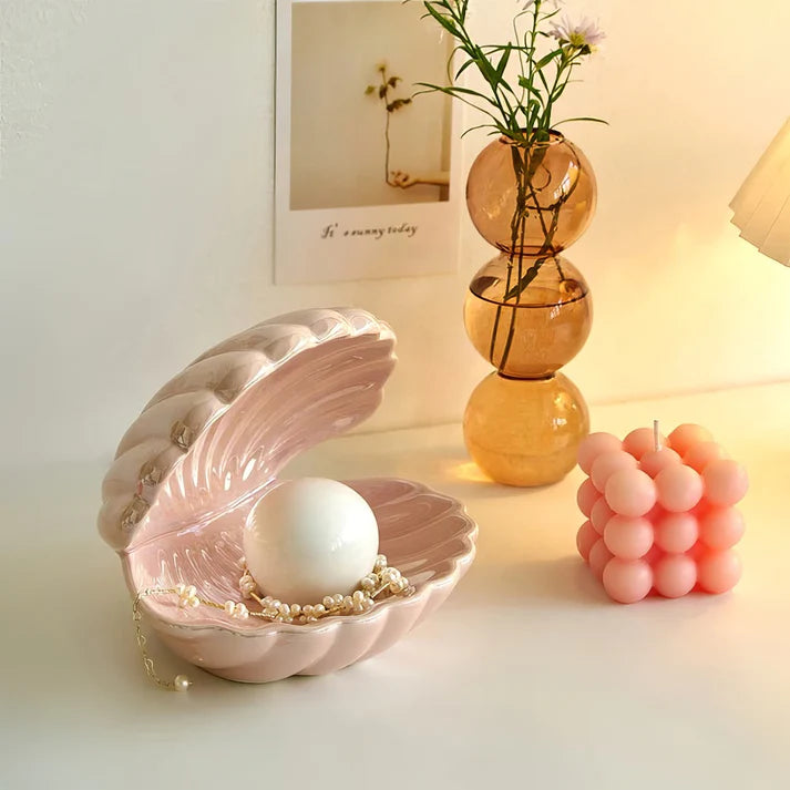 Pearl Shell Desk Night Lamp - Ceramic Material - Painted Type
