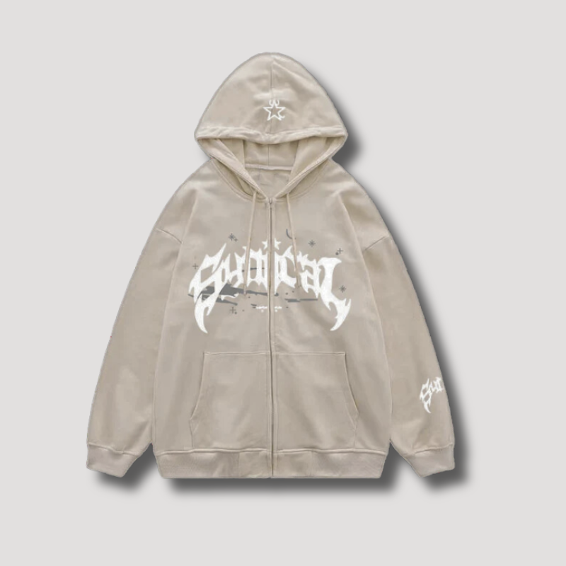 Synical Tribal Print Streetwear Zipper Hoodies