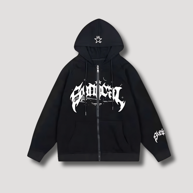 Synical Tribal Print Streetwear Zipper Hoodies