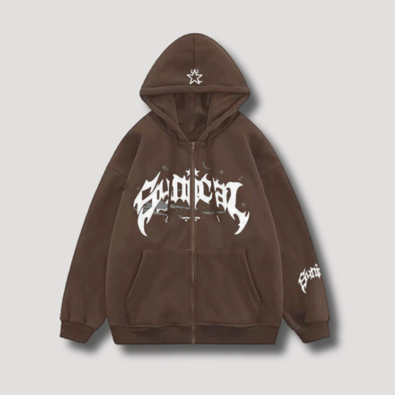 Synical Tribal Print Streetwear Zipper Hoodies