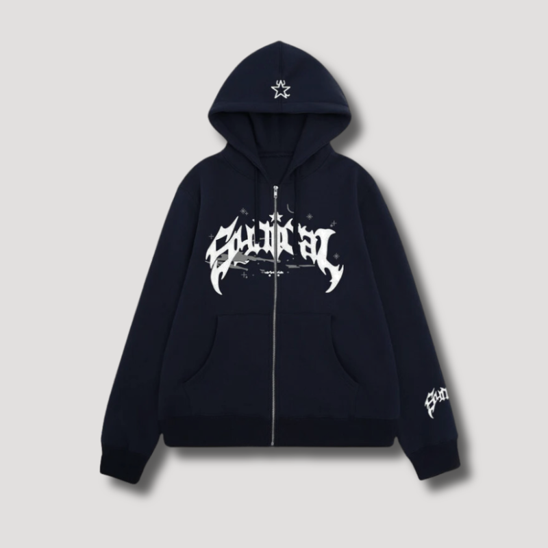 Synical Tribal Print Streetwear Zipper Hoodies