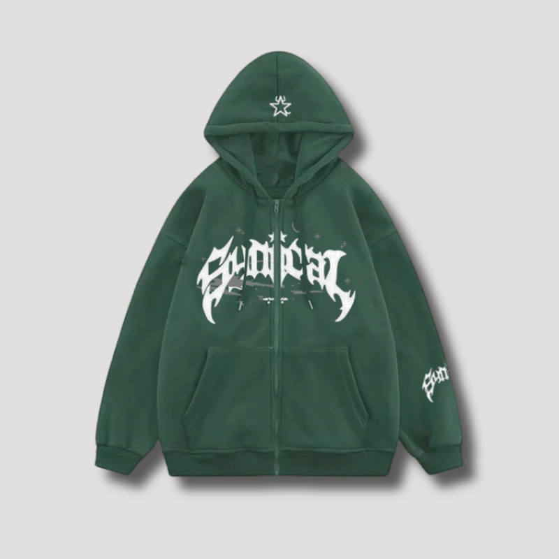 Synical Tribal Print Streetwear Zipper Hoodies