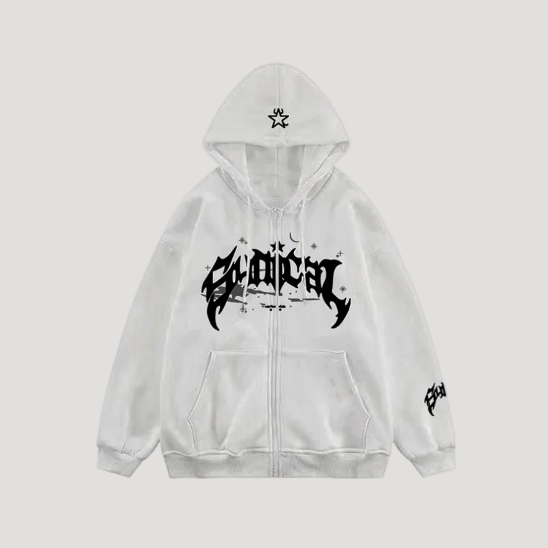 Synical Tribal Print Streetwear Zipper Hoodies