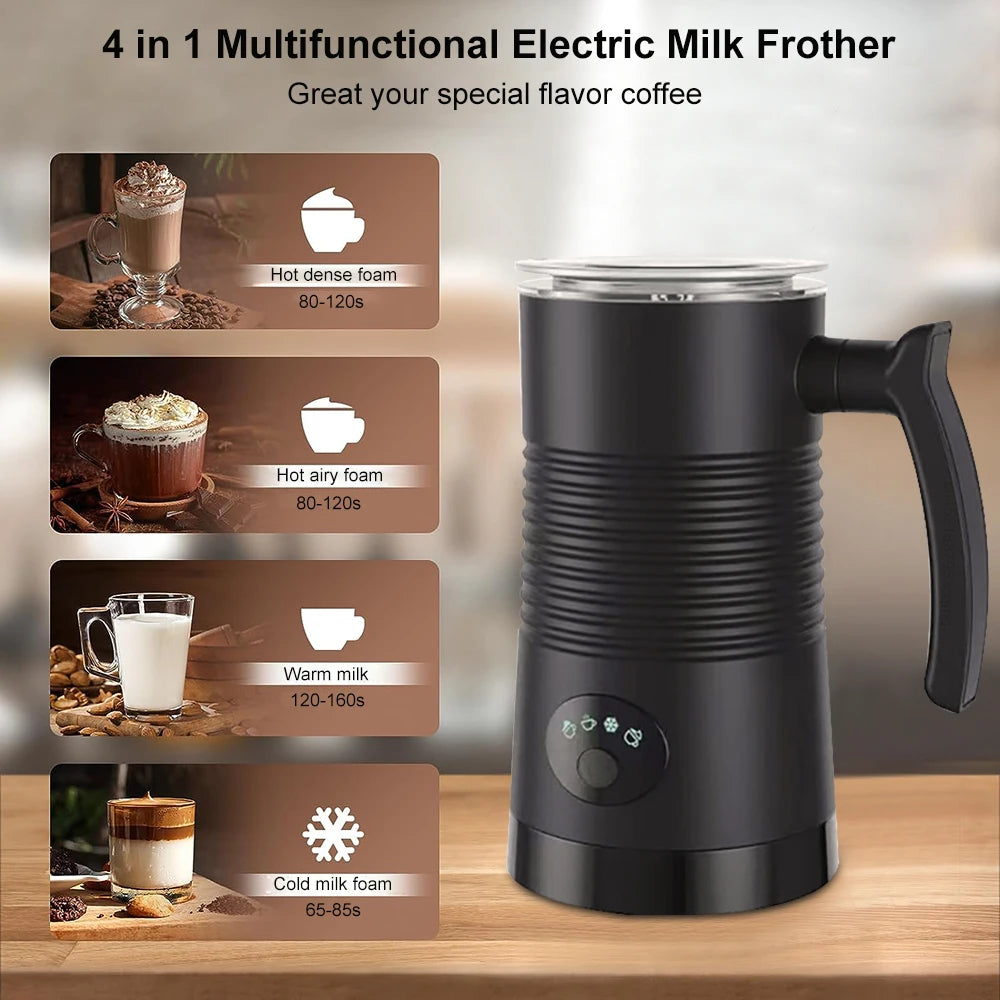 Professional 4-in-1 Electric Milk Frother - Barista Quality Coffee at Home