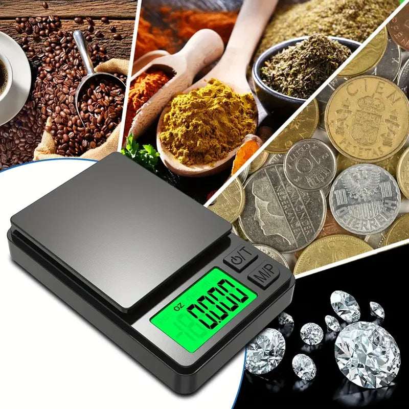 Precision Pro Digital Scale – 1000g Capacity, 0.1g Accuracy, Compact, Black