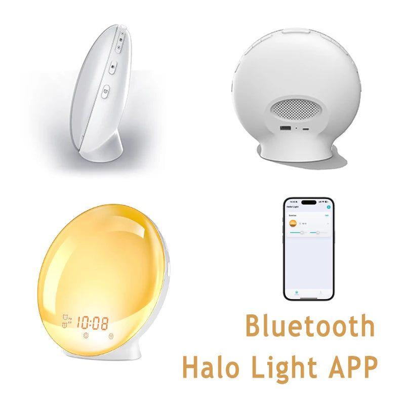 Wake Up Light Alarm Clock - Sunrise Sunset Simulation - FM Radio - Dual Alarm - White