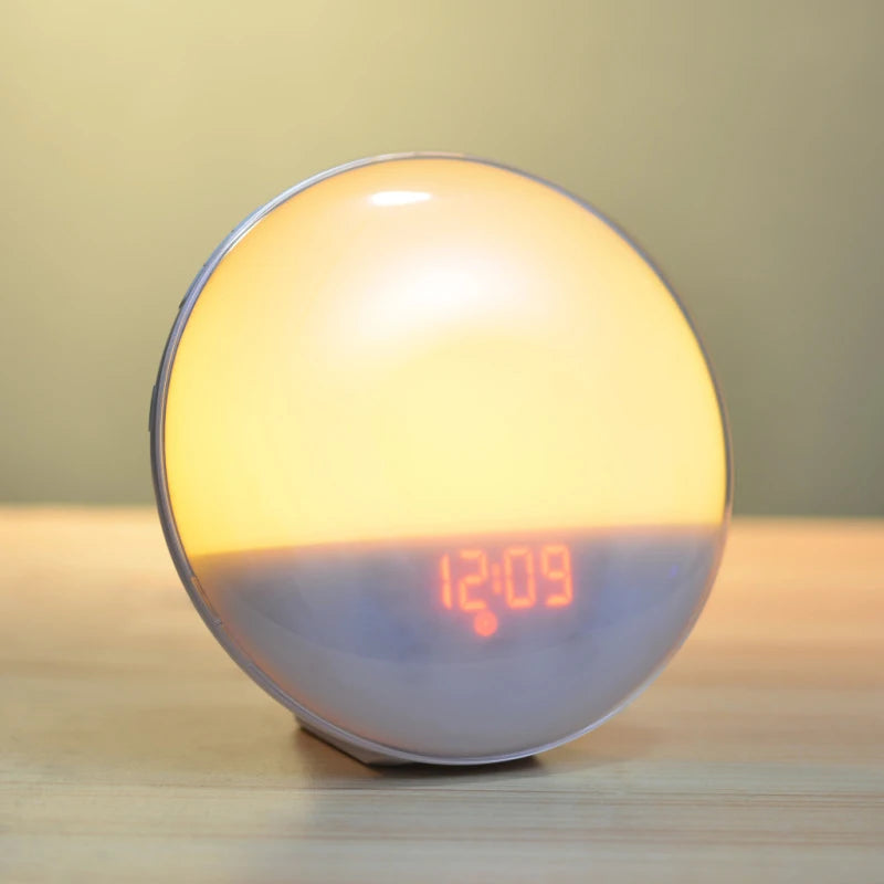 Wake Up Light Alarm Clock - Sunrise Sunset Simulation - FM Radio - Dual Alarm - White