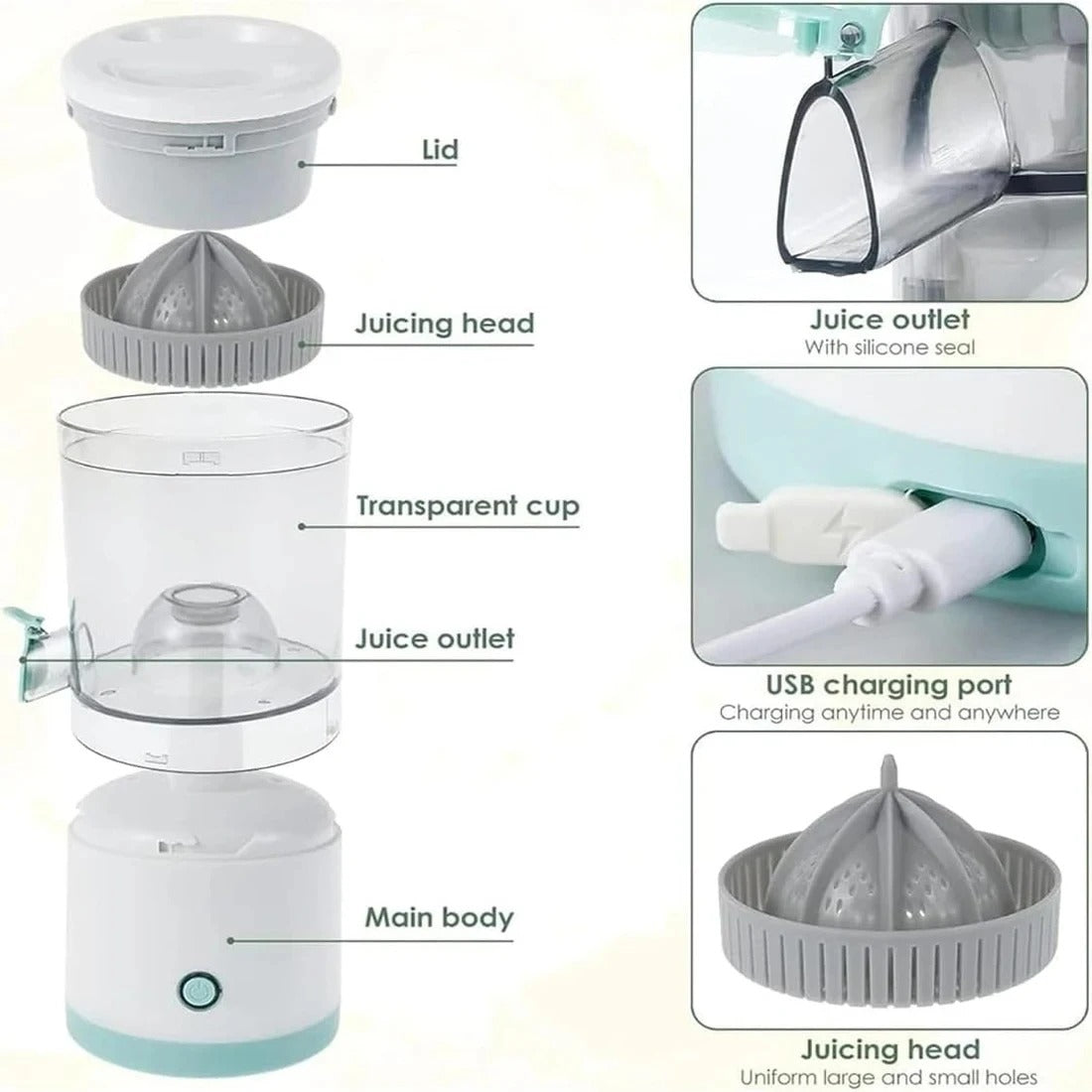 Ultra Compact Electric Fruit Juicer – 300W, Stainless Steel, Travel-Friendly
