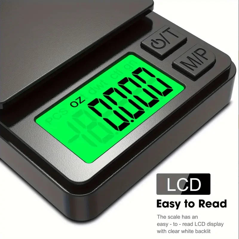 Precision Pro Digital Scale – 1000g Capacity, 0.1g Accuracy, Compact, Black