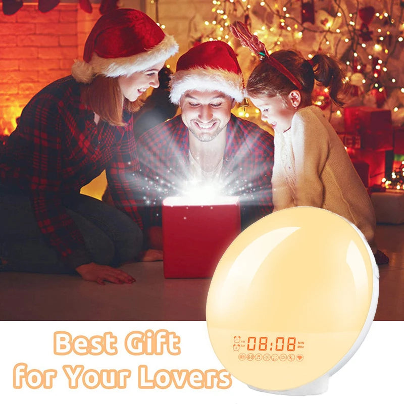 Wake Up Light Alarm Clock - Sunrise Sunset Simulation - FM Radio - Dual Alarm - White